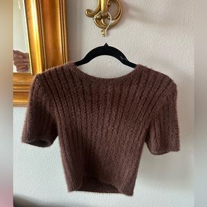 Zara brown fuzzy cropped sweater size medium